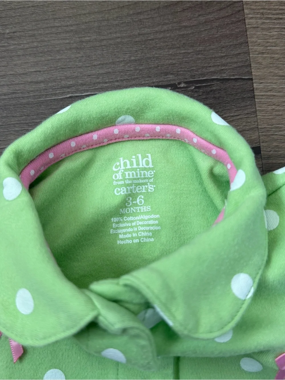 Y2K Lamaze Pink Polka Dot & Carter's Green Polka Dot Footie Bundle Size 3-6m